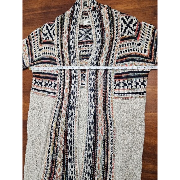 Adora Southwestern Aztec Long Open Cardigan Fringe Comfy Knit Sweater‎ Size S/M - Picture 7 of 11